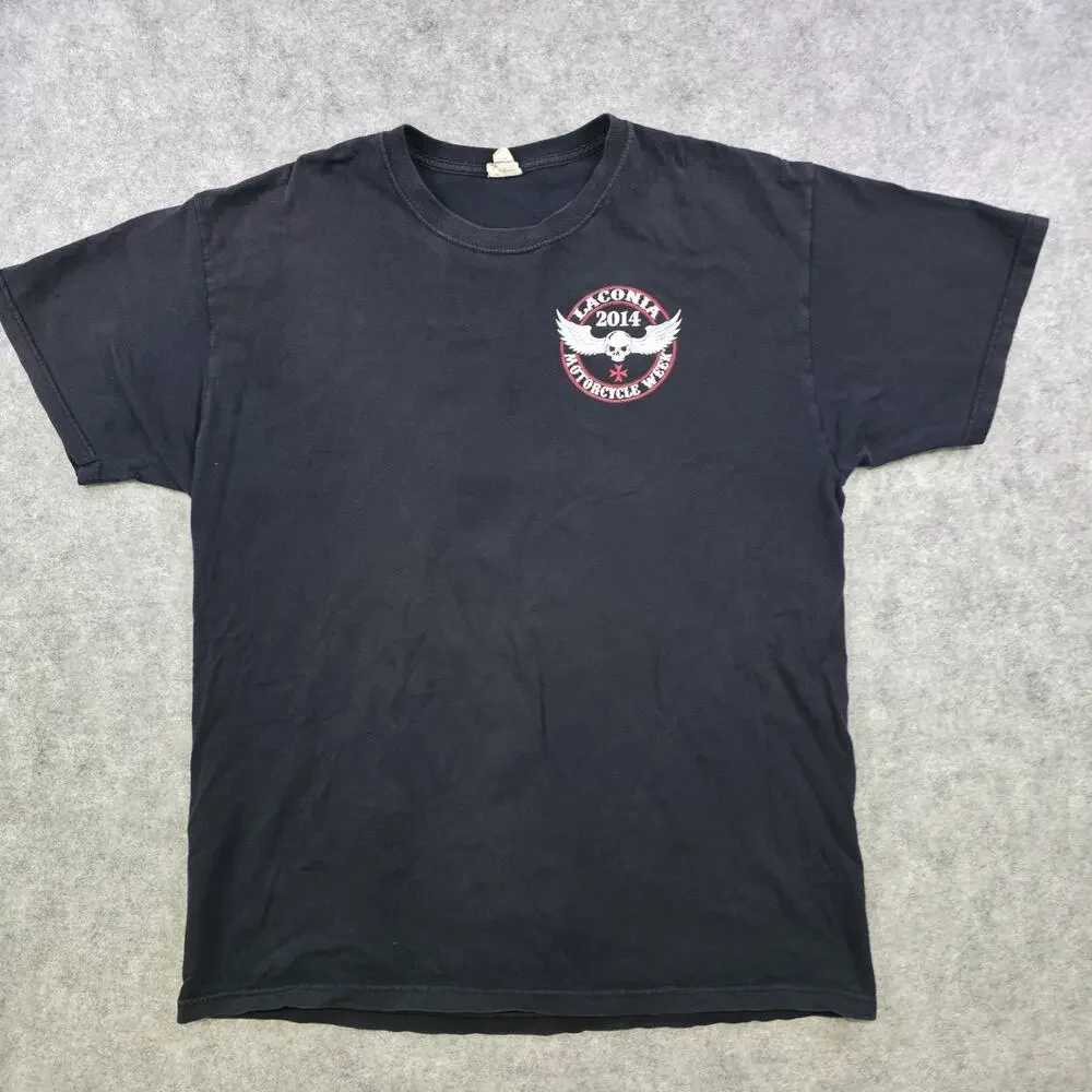 Laconia Motorcycle Week Shirt Mens XL Black 2014 Skull Wings Biker Rally Graphic - Picture 5 of 13